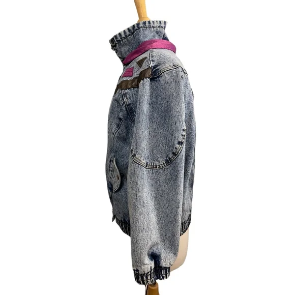 Women’s Vintage Faded Glory Denim Jacket, Size L, Blue & Purple - Picture 7 of 11